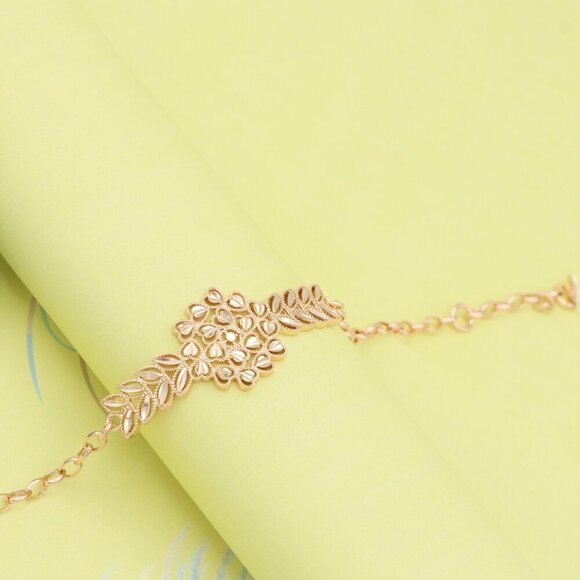 "Elegant Floral Leaf Rose Gold Bracelet with Adjustable, XPBL1137 - Picture 6 of 13